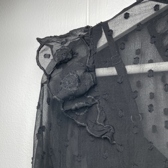 NWT Sheer Lacy Embroidered Button Down - Picture 6 of 9